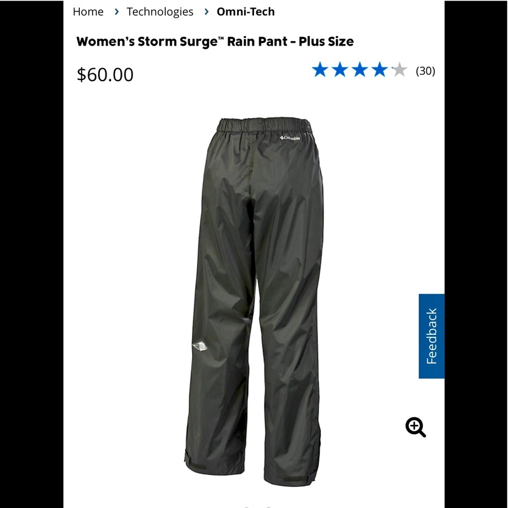 Columbia Waterproof -breathable, 2X.